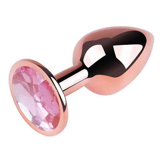 Анальная пробка с кристаллом EGZO - Rose Gold Round Plug Pink size M Sex Aura Киев
