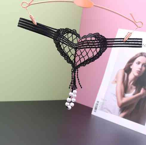 Трусики з бусинками чорні - розмір універсальний (на резинці), 15% нейлон, 85% поліестер Київ