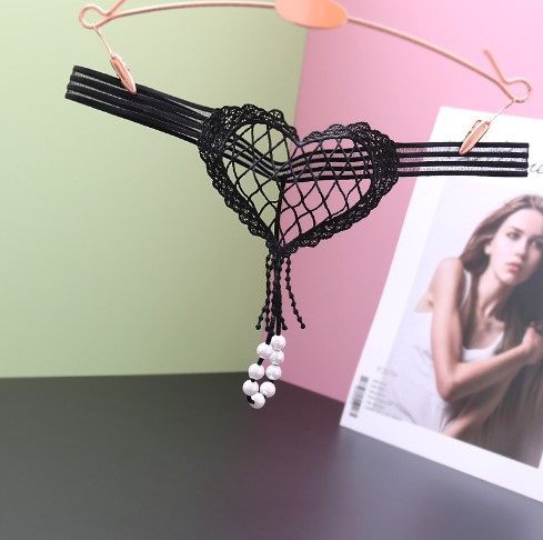 Трусики з бусинками чорні - розмір універсальний (на резинці), 15% нейлон, 85% поліестер Київ - фото 1