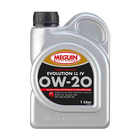 Моторное масло MEGUIN EVOLUTION LL IV SAE 0W-20 1 л — Longlife IV, ACEA C5, VW 508 00 / 509 00, Porsche C20, Ford WSS-M2C 956-A1 | Ковель