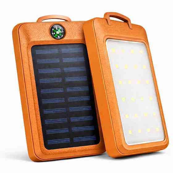 УМБ Power Bank Solar 18000 mAh мобільне зарядне з сонячною панеллю та лампою, Power Bank Charger Orange DV-38 Львів
