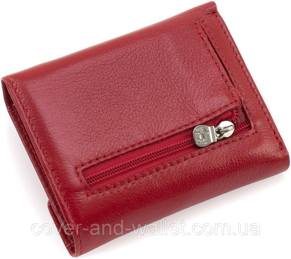Маленький жіночий гаманець із натуральної шкіри червоного кольору на магніті Marco Coverna Київ - фото 2