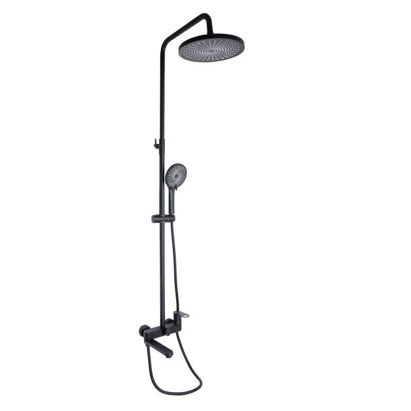 Душевая система для душа Qtap Jay на три потребителя (с изливом) QTJAY111BLM45549 Black Matt, латунь Харьков - изображение 1