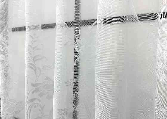 Короткая тюль, жаккард цвет белый 1612т Киев
