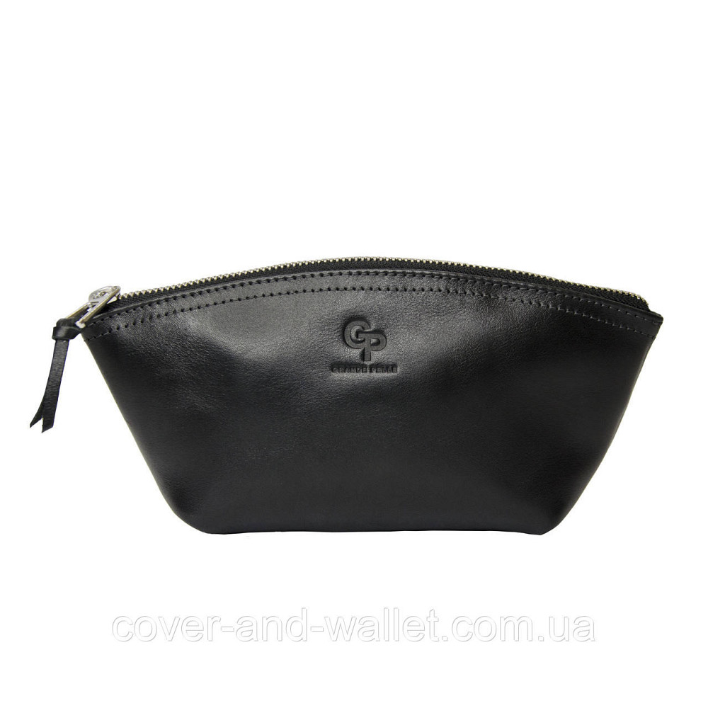 Стильна жіноча шкіряна косметичка чорного кольору Grande Pelle Київ - фото 5