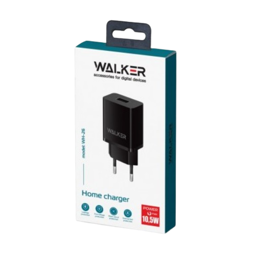 Зарядний пристрій мережевий USB 2,1А чорний WALKER WH-26 Житомир - изображение 3