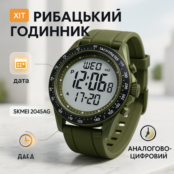 Годинник для військової та тактичної діяльності SKMEI 2045AG, Годинник чоловічий для плавання LC-84 Львів
