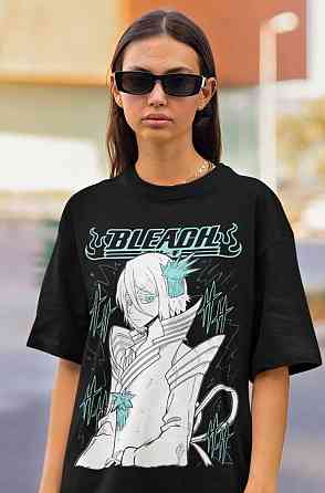Футболка з аніме принтом Бліч оверсайз (S/M/L) Чорний AnimeJ1116 Дніпро