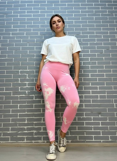 Лосини жіночі LADY HUREM 18160 мармурові пуш-ап широкий пояс утягуючі рожеві, рожевий, M-L Київ - фото 17
