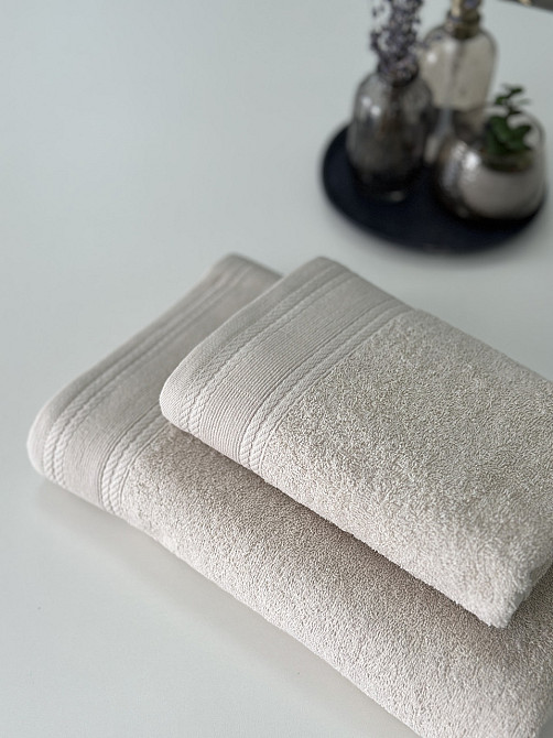 Комплект махрових рушників IDEAL TEXTILE Легкий бриз 50х90 + 70х140 см 450 г/м2 100% бавовна Бежевий Чернівці - фото 6