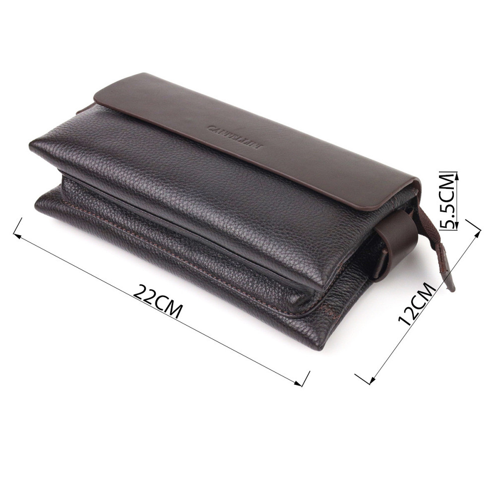 Стильний чоловічий клатч із натуральної комбінованої шкіри CANPELLINI 21566 Коричневий Київ - фото 3