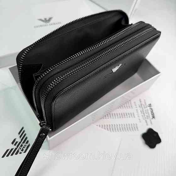 Кожаный брендовый кошелек клатч на два отделения Armani (6614) Киев