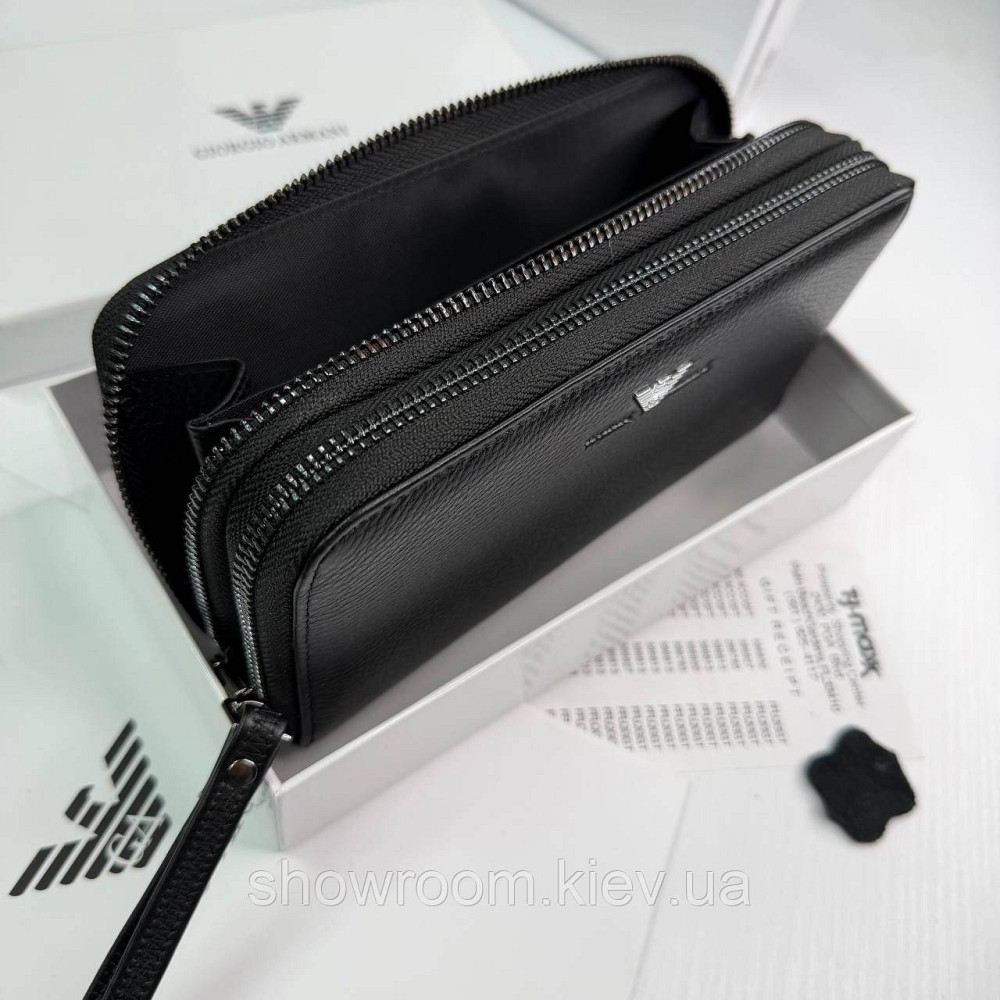 Кожаный брендовый кошелек клатч на два отделения Armani (6614) Киев - изображение 5