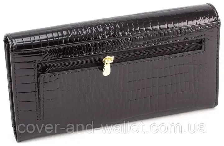 Красивый черный лаковый женский кошелёк из натуральной кожи Helen Verde Киев - изображение 9