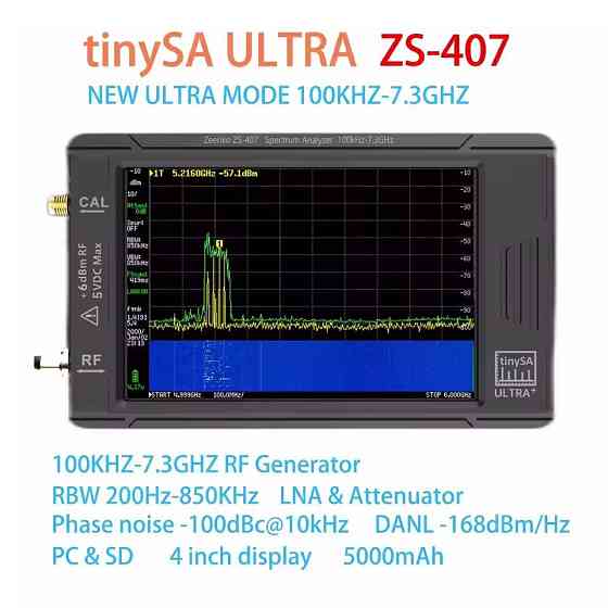 Спектроаналізатор TinySA Ultra+ ZS-407 з генератором сигналів Київ