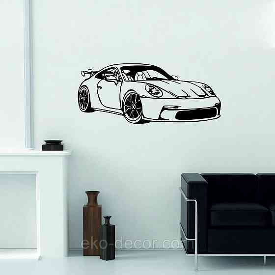 Декоративне настінне Панно «Авто Порш», Декор на стіну 90*38 см, Чорний Київ