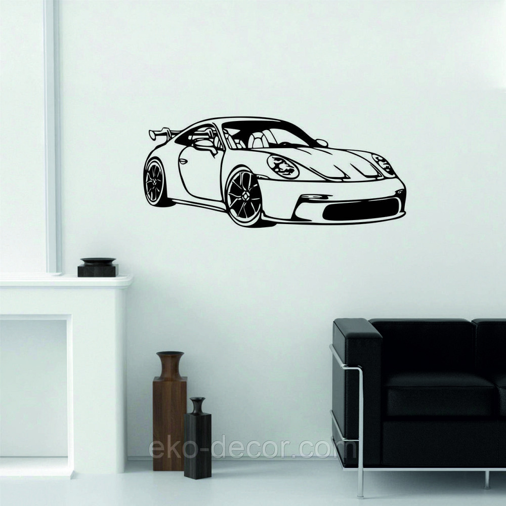 Декоративне настінне Панно «Авто Порш», Декор на стіну 90*38 см, Чорний Київ - фото 3