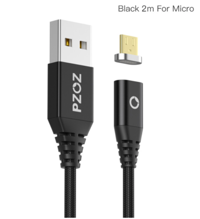 Магнитный кабель Pzoz 2м MicroUsb Black Киев