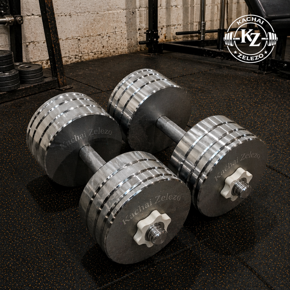 Гантели наборные 2 по 32 кг металлические без покрытия Kachai Zelezo Iron Pro Киев - изображение 11