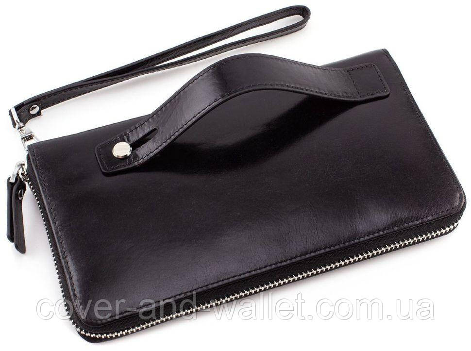 Солидный мужской кожаный кошелек-клатч на молнии BOSTON черный Киев - изображение 3