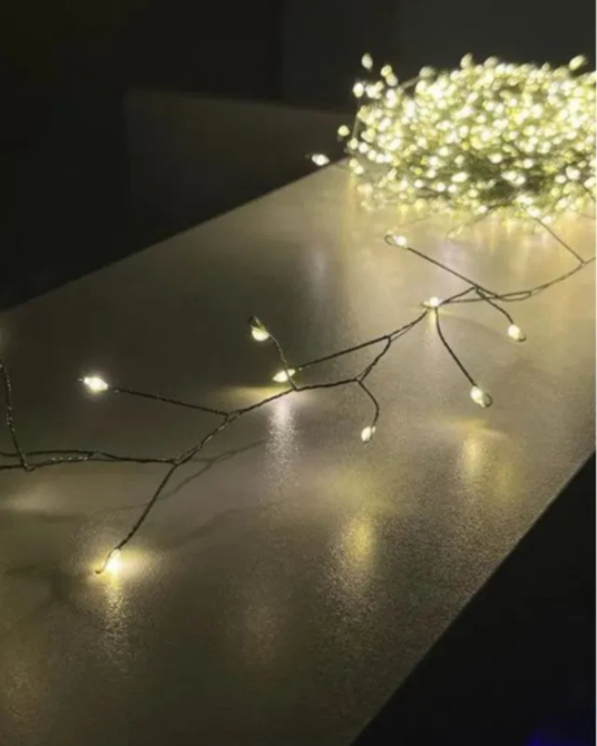Гірлянда роса мішура на зеленому проводі 100 метрів 3000лед NikiLight роса мішура з режимами вулична гірлянда на пульті тепло біла Київ - фото 5
