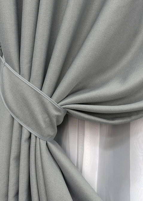 Комплект готових штор VR-Textil Шеніл однотонний № 1689ш Світло-сірий 150х270 см 2 шт (39-853) Київ - фото 5
