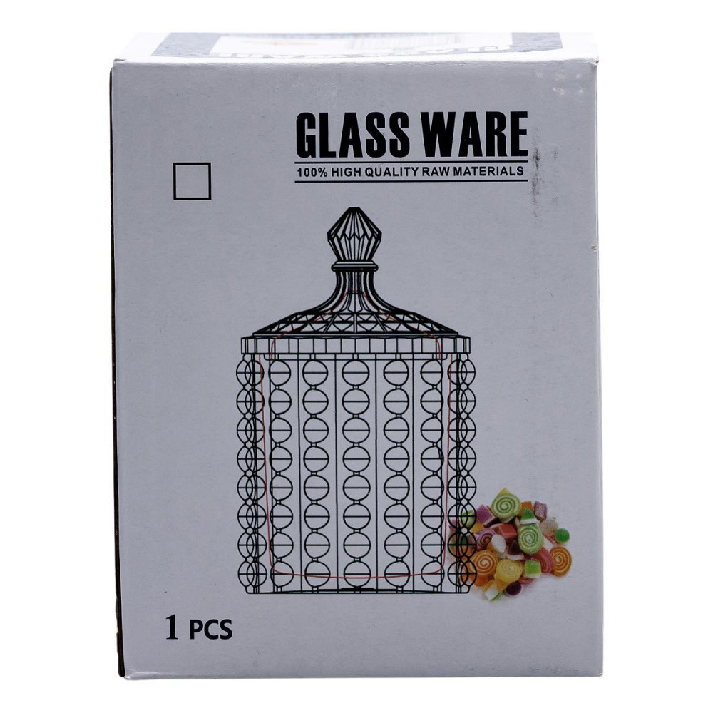 Конфетница с крышкой Ø7.5 см ваза сахарница круглая стеклянная HP-4-103 Киев - изображение 5