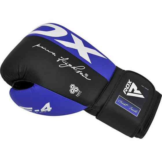 Боксерські рукавиці RDX F4 Boxing Sparring Gloves Hook&Loop BLUE/BLACK 10 унцій (капа у комплекті) Каменское
