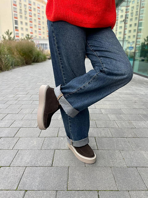 Лоферы женские GREMMY шоколадные натуральная замша высота подошвы 3/4 см высота пятки 8 см разм Коломия - фото 9