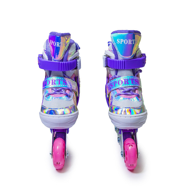 Дитячі розсувні ролики Rainbow Scale Sports фіолетові розмір 29-33. Усі колеса світяться Одеса - фото 5