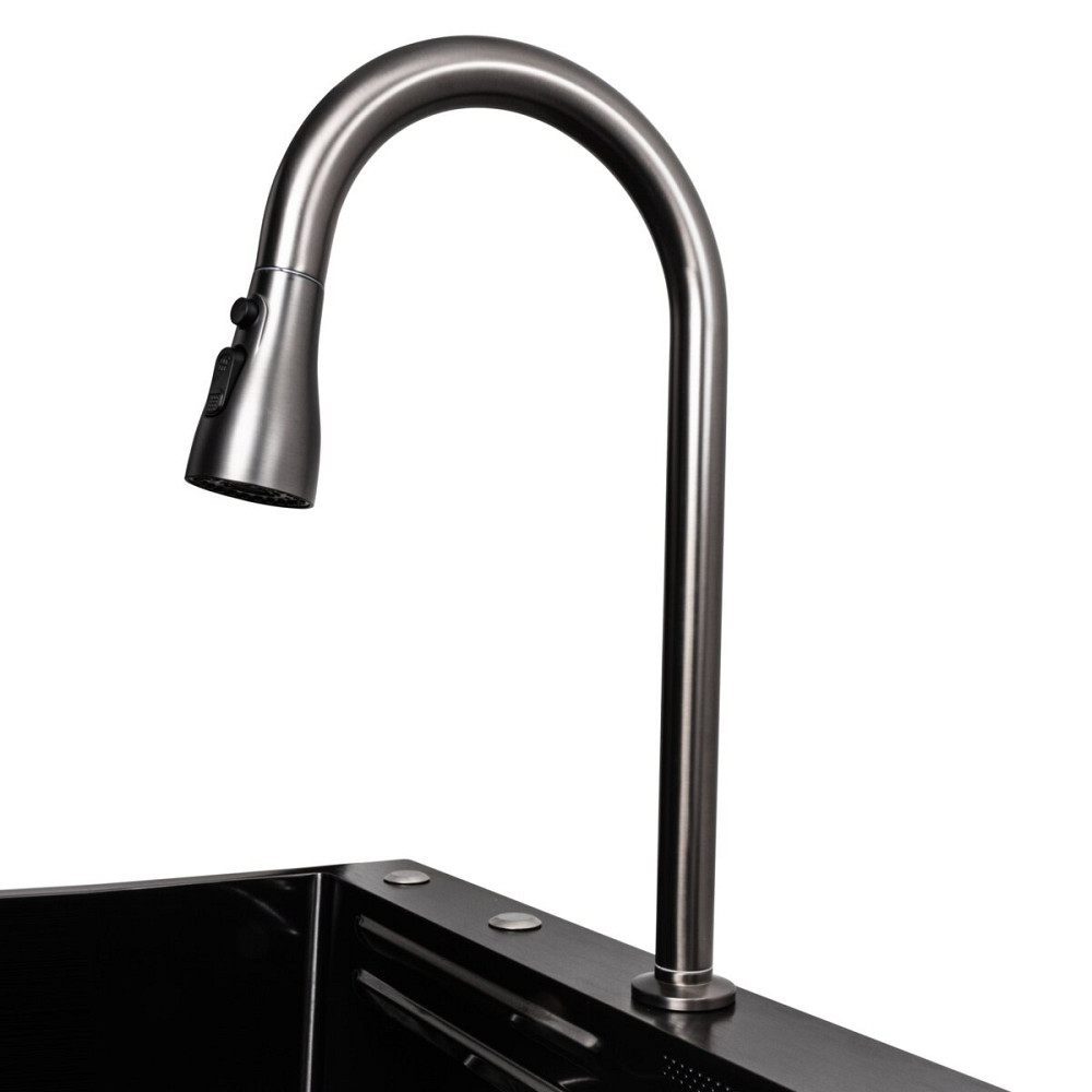 PLATINUM Кухонна мийка 75*45A PVD чорна Platinum Handmade "ВОДОСПАД" Коломыя - изображение 8