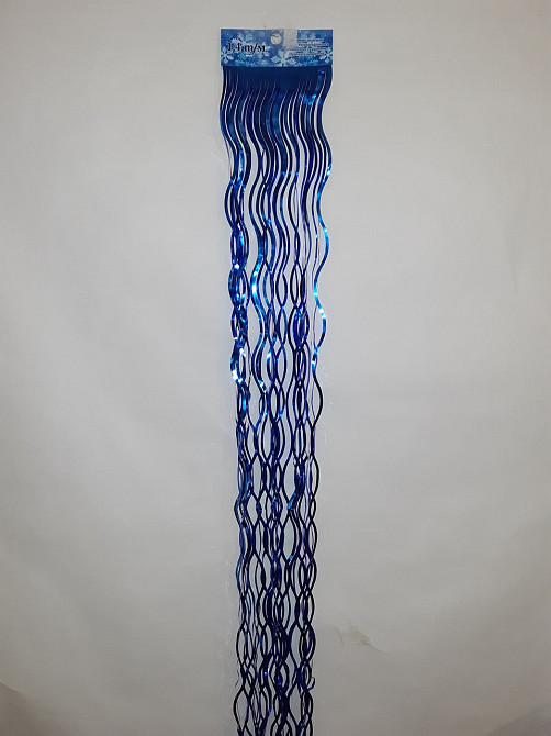 Дощик на ялинку новорічний хвилястий 140 см на 12 см синій Київ - фото 2