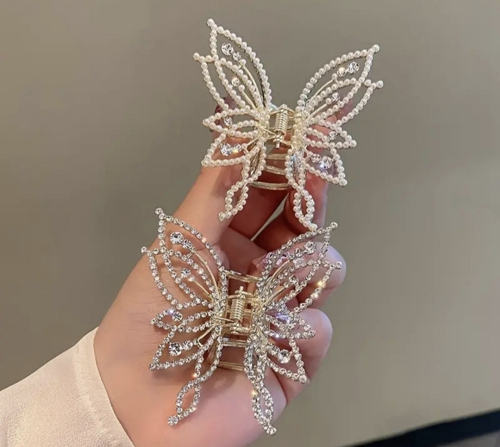 Комплект заколок-крабиків метеликів 2 шт Сміла - фото 3