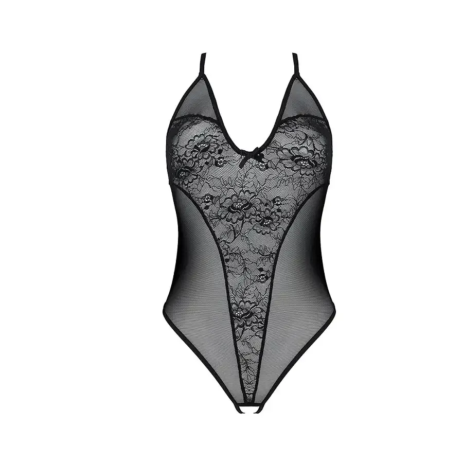 Боді з ажурним декором та відкритим кроком Passion URSULA BODY S/M, black Львов - изображение 3