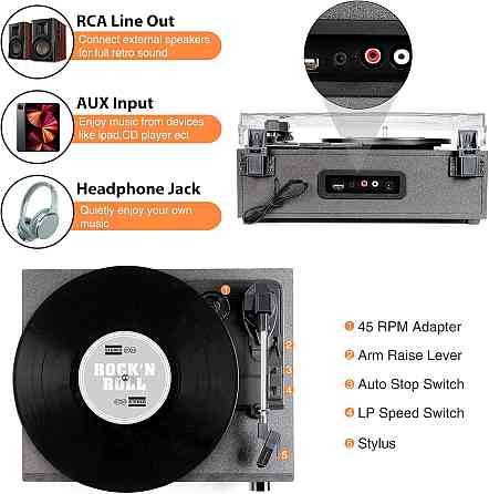 Виниловый ретро-проигрыватель Udreamer UD007 с функцией Bluetooth USB FM-радио пультом дистанционного управления и динамиками Днепр