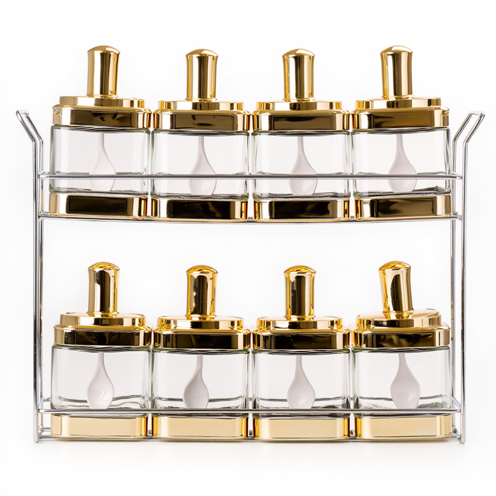 Набор емкостей для специй на подставке 8 шт. (350 мл) Gold HP-1338 SBR Киев - изображение 1