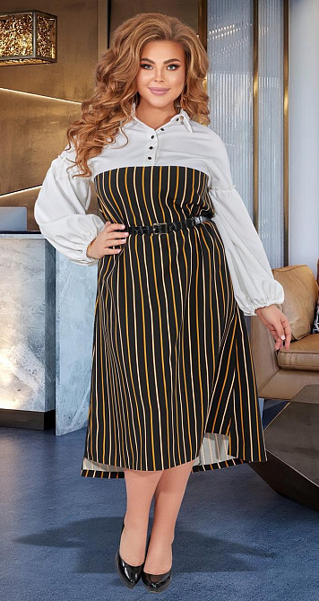 Стильне комбіноване плаття батал (54) Київ - фото 3