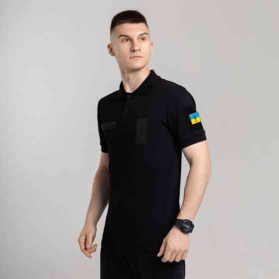 Легкое тактическое летнее мужское черное поло Pobedov Royal BATAL Военное Киев