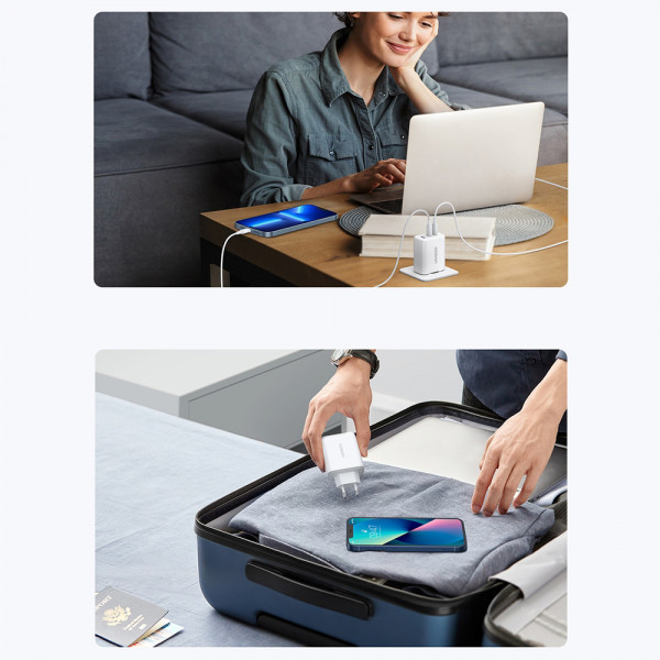 Зарядний пристрій 3xUSB 65W (2xType-C+USB QC3.0) Fast Charger Білий CD275 Ugreen (90496) Киев - изображение 6