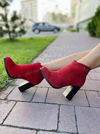 Жіночі черевики 95 червоні натуральна замша висота каблука 9 см розмір 38 (2570) Коломыя