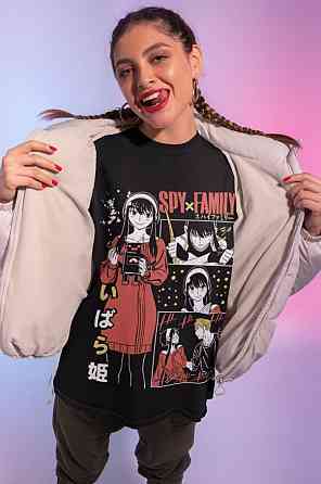 Футболка з аніме принтом Шпигун і сім’я оверсайз (S/M/L) Чорний AnimeJ1135 Дніпро