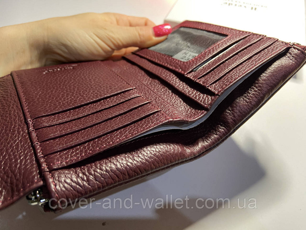 Стильний жіночий шкіряний гаманець марсалового кольору невеликого розміру Helen Verde 232 Київ - фото 6