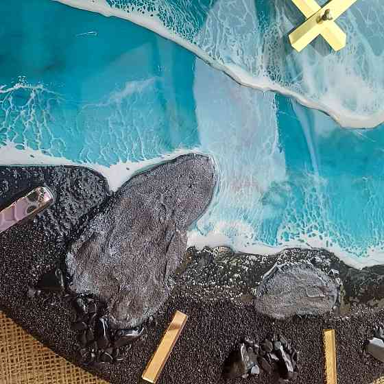 Годинник настінний 50 см з епоксидної смоли ручної роботи Дніпро