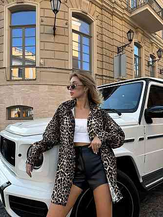 Жіноча леопардова оверсайз сорочка з джинсу Одеса