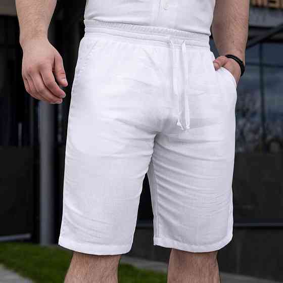 Шорти чоловічі льняні з кишенями білі Pobedov Marsel Київ