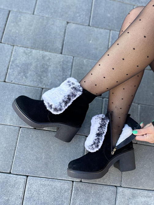 Без бренда Черевики жіночі D and V 6730 чорний/сірий (зима, замша натуральна) (2350) 37р.38р.39 Коломыя - изображение 1