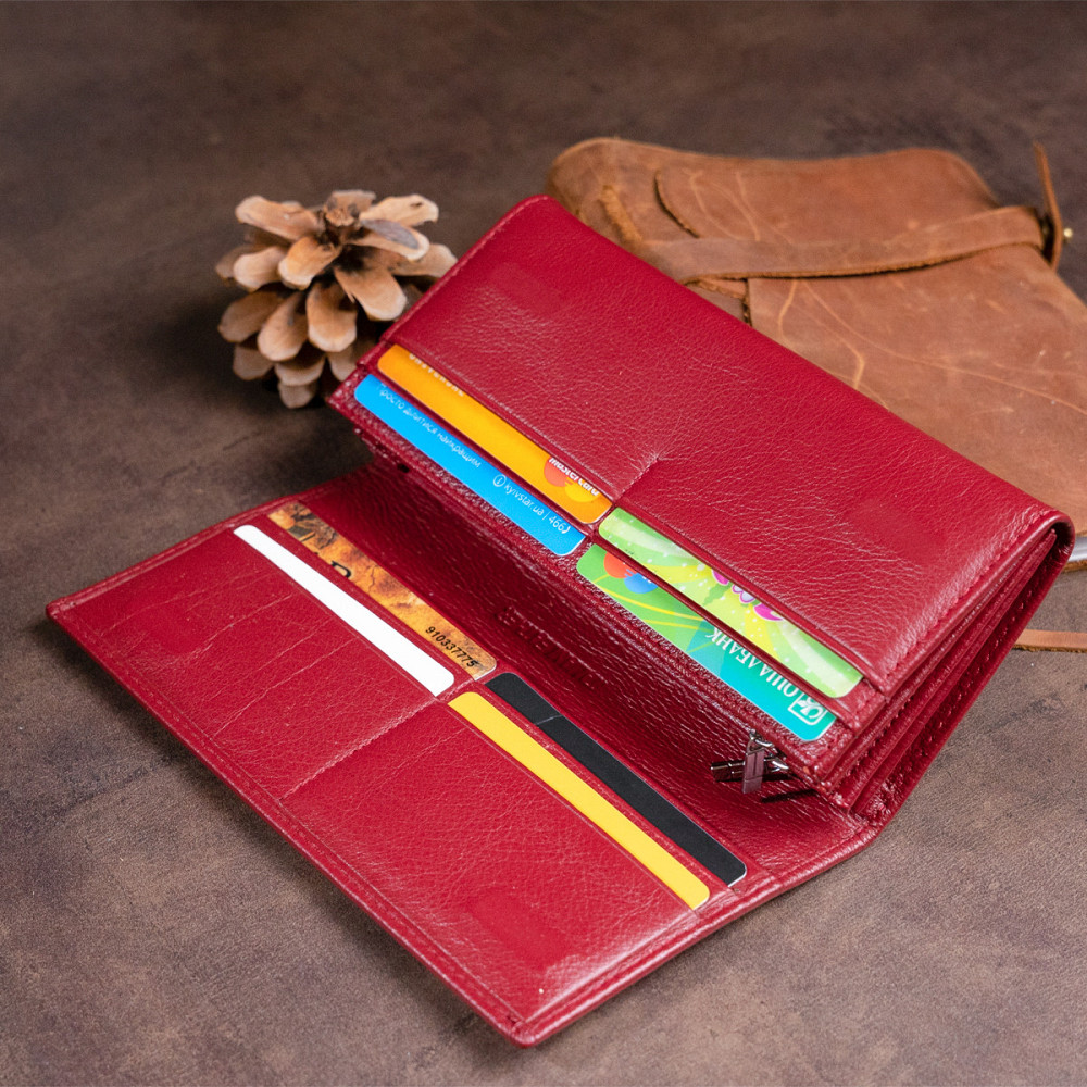 Кошелек на магнитах с клапаном женский ST Leather 19244 Бордовый Киев - изображение 9