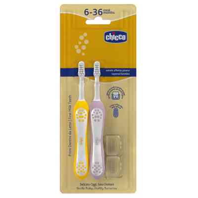 Дитяча зубна щітка Chicco 6-36 міс., 2 шт. бузково/жовта (8058664174706) (12082.00) Вінниця