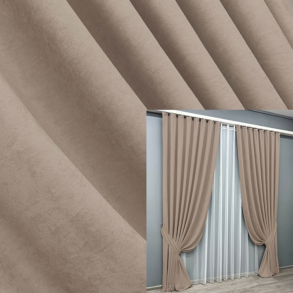 Комплект готовых штор VR-Textil Микровелюр Petek YL № 2016ш Какао 200х270 см 2 шт (32-370) Киев - изображение 1