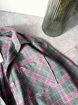 Женская повседневная оверсайз рубашка в клетку фланель 100% коттон Розовый, 48/52 Одесса